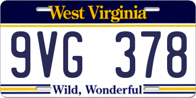 WV license plate 9VG378