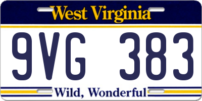 WV license plate 9VG383