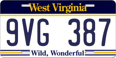 WV license plate 9VG387