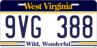 WV license plate 9VG388
