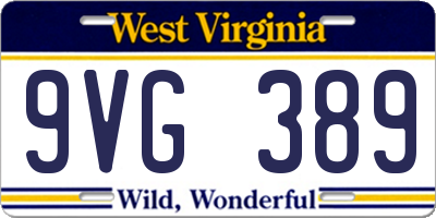WV license plate 9VG389