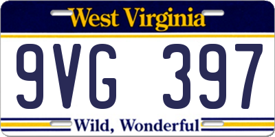 WV license plate 9VG397