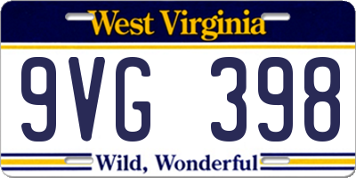 WV license plate 9VG398