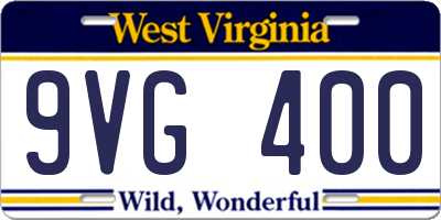 WV license plate 9VG400