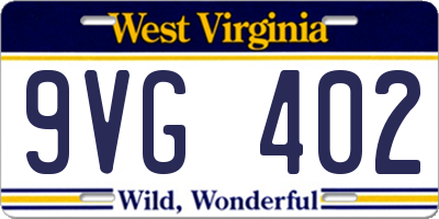 WV license plate 9VG402