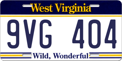 WV license plate 9VG404