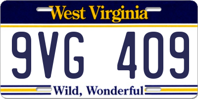 WV license plate 9VG409