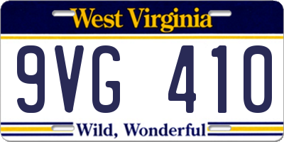 WV license plate 9VG410