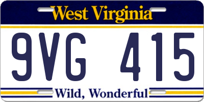 WV license plate 9VG415