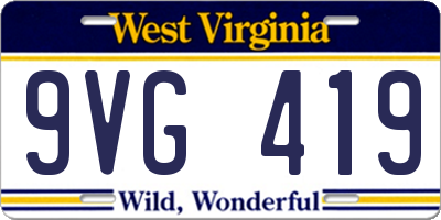 WV license plate 9VG419