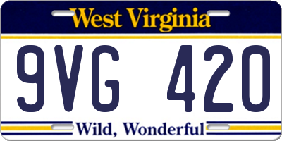 WV license plate 9VG420
