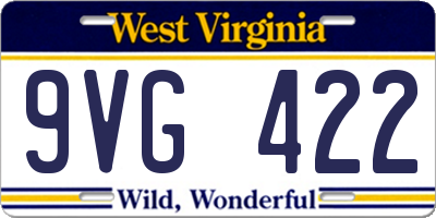 WV license plate 9VG422