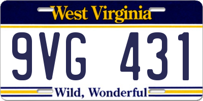 WV license plate 9VG431