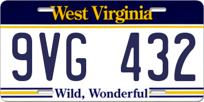 WV license plate 9VG432