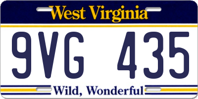 WV license plate 9VG435