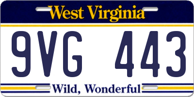 WV license plate 9VG443