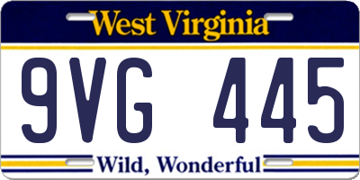 WV license plate 9VG445