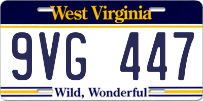 WV license plate 9VG447
