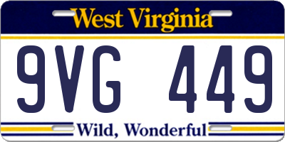 WV license plate 9VG449