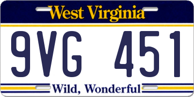 WV license plate 9VG451