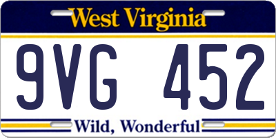 WV license plate 9VG452