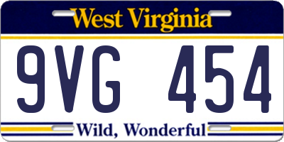 WV license plate 9VG454