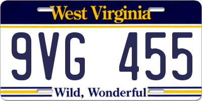 WV license plate 9VG455