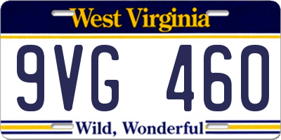 WV license plate 9VG460