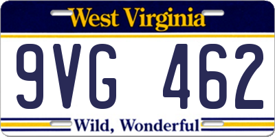 WV license plate 9VG462