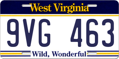 WV license plate 9VG463
