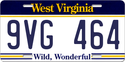 WV license plate 9VG464