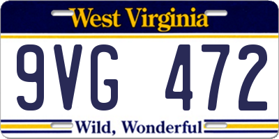 WV license plate 9VG472