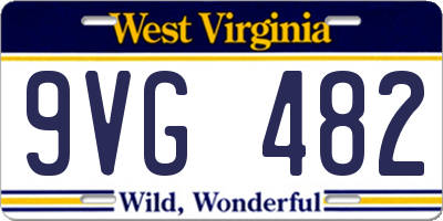 WV license plate 9VG482