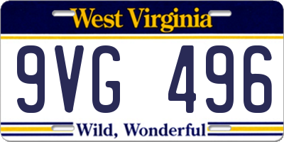 WV license plate 9VG496