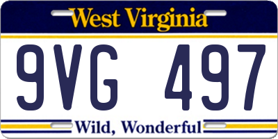 WV license plate 9VG497