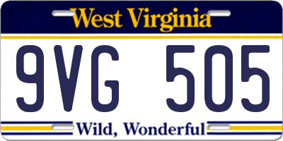 WV license plate 9VG505