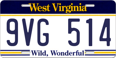WV license plate 9VG514