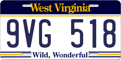 WV license plate 9VG518