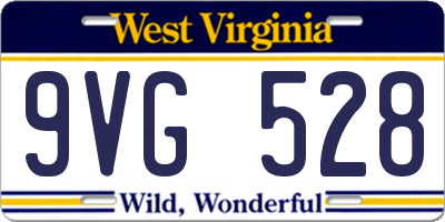 WV license plate 9VG528