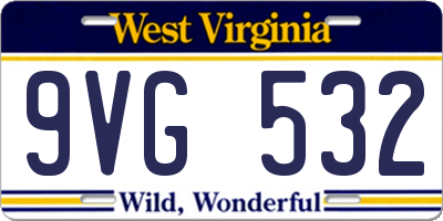 WV license plate 9VG532