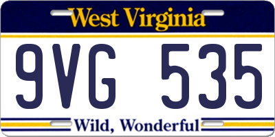 WV license plate 9VG535