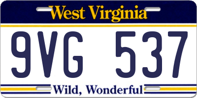WV license plate 9VG537