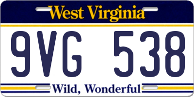 WV license plate 9VG538