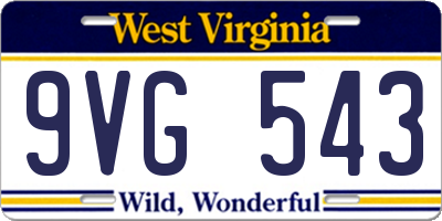 WV license plate 9VG543