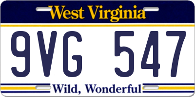WV license plate 9VG547