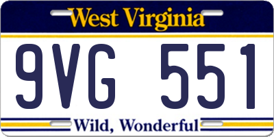 WV license plate 9VG551