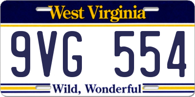 WV license plate 9VG554