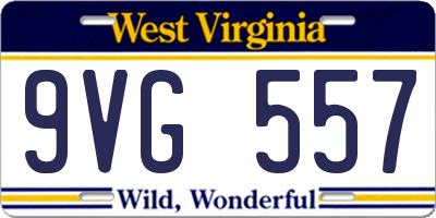 WV license plate 9VG557