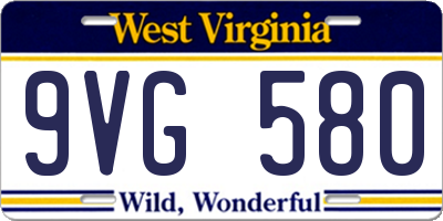 WV license plate 9VG580