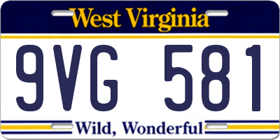 WV license plate 9VG581